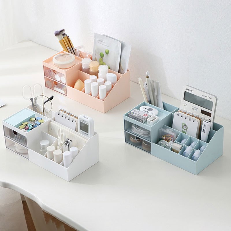 Makeup Organizer with Drawers Jewelry Box Multifunction Desk Organizer Storage for Beauty Products Brushes Jewelry Organizer