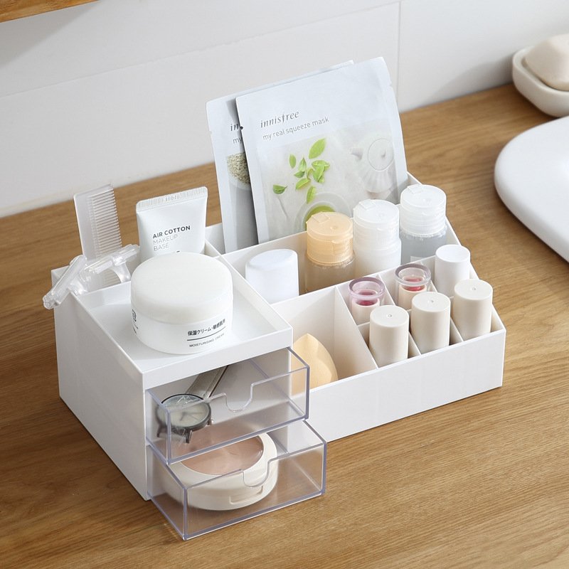Makeup Organizer with Drawers Jewelry Box Multifunction Desk Organizer Storage for Beauty Products Brushes Jewelry Organizer
