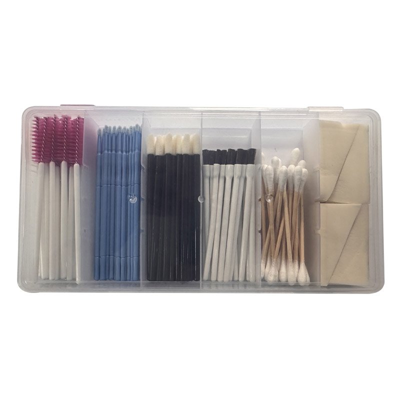 Disposable makeup applicators set in 6 grids PP plastic organizer box for daily use of eyelash eyebrow lip facial makeup