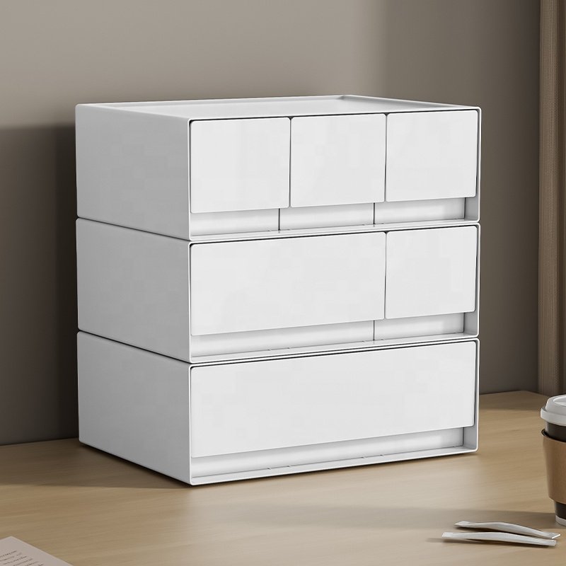 Creative desktop storage box can be freely combined plastic office stationery sundries storage container with drawer