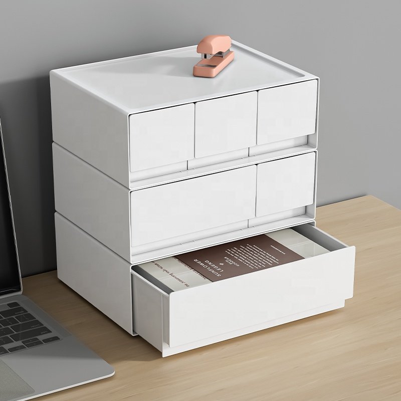 Creative desktop storage box can be freely combined plastic office stationery sundries storage container with drawer