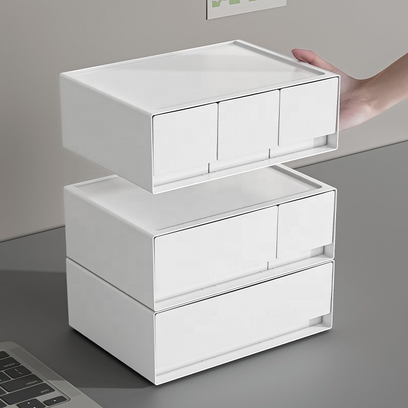 Creative desktop storage box can be freely combined plastic office stationery sundries storage container with drawer