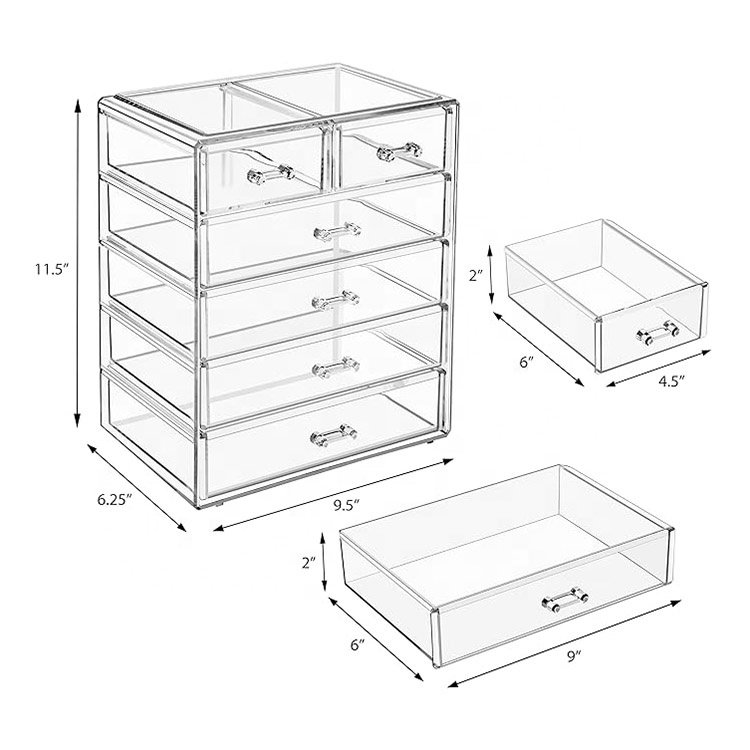High quality multipurpose customized clear acrylic makeup cosmetic organizer and cosmetics storage box transparent acrylic