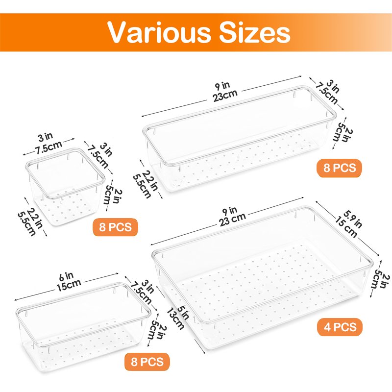 Practical and Durable Table Small Parts Case Drawer Box kitchen Drawer Organizer 28 Piece