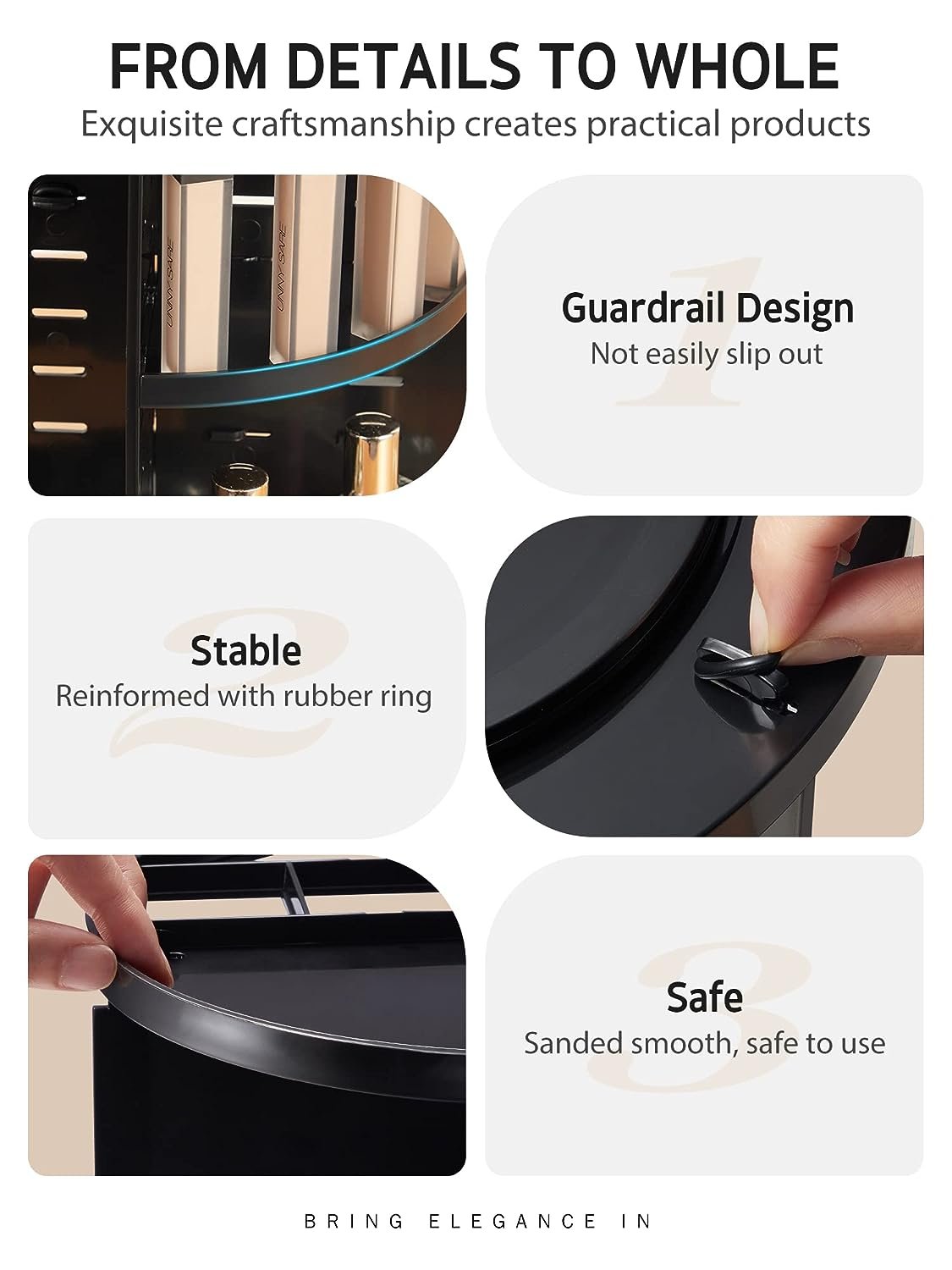 Raytop 360 Degree Rotating Adjustable Cosmetic Storage Cases and Make Up Holder Display Makeup Organizer