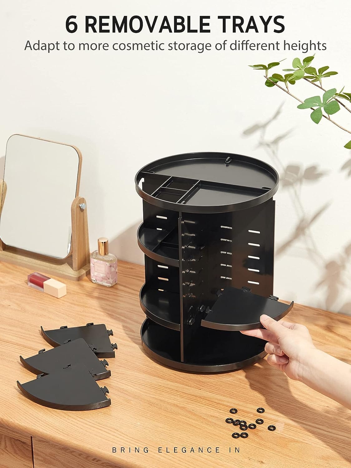 Raytop 360 Degree Rotating Adjustable Cosmetic Storage Cases and Make Up Holder Display Makeup Organizer