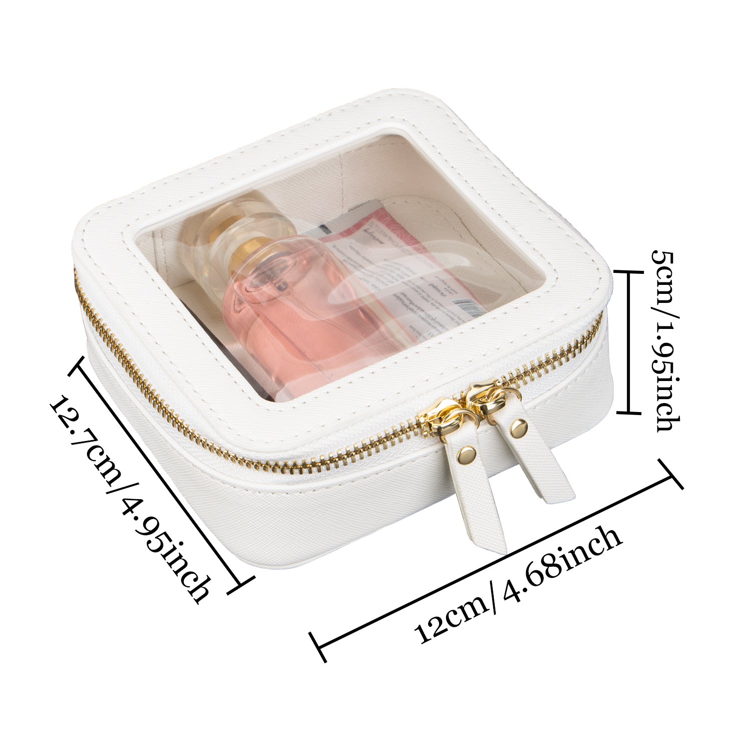 Clear Cosmetic Bag Set with Visual Window Double Zipper Pu Leather Makeup Organizer for Travel School