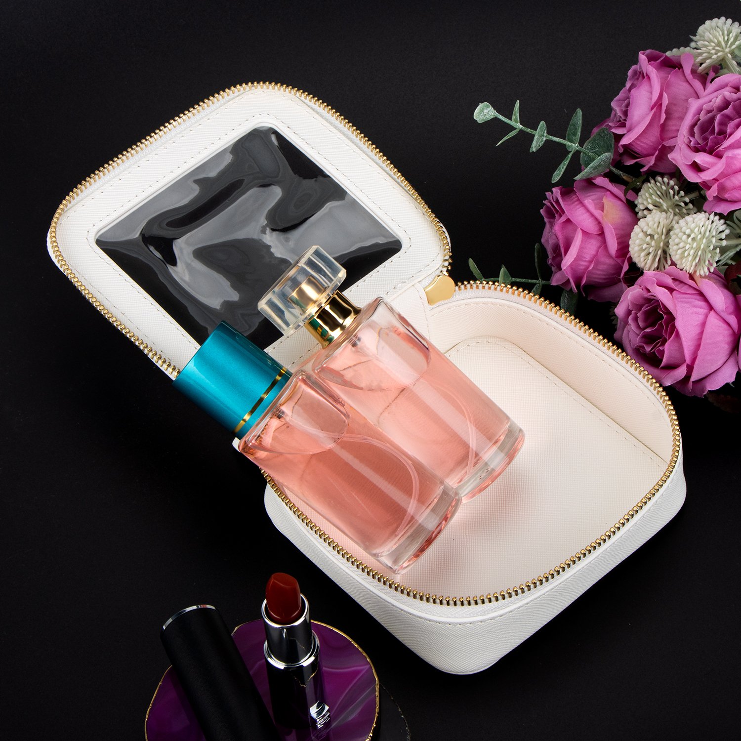 Clear Cosmetic Bag Set with Visual Window Double Zipper Pu Leather Makeup Organizer for Travel School