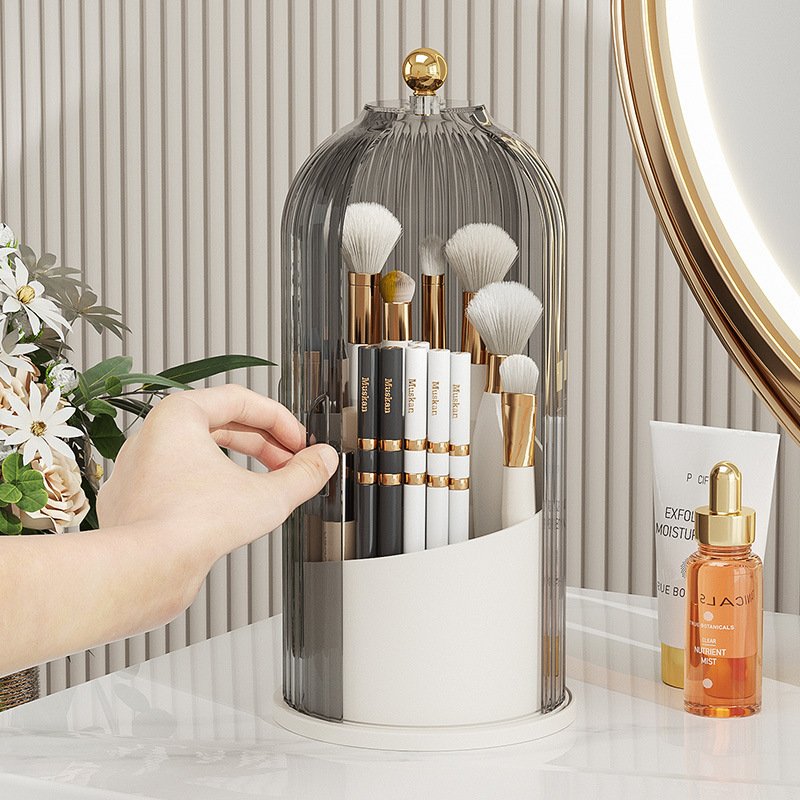 Makeup Brushes Cup Rotating Organizer for Cosmetics Desk Organizer Makeup Organizer with Lid