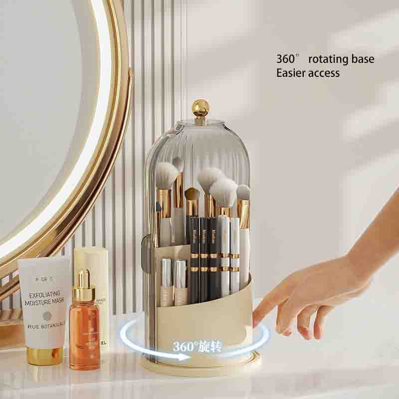 Makeup Brushes Cup Rotating Organizer for Cosmetics Desk Organizer Makeup Organizer with Lid