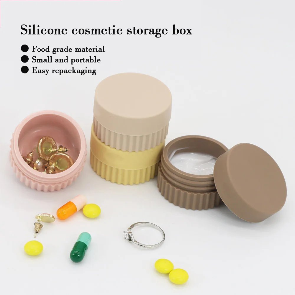 Portable Silicone Travel Jars Container With Lid For Cosmetic Face Body Hand Cream Jars Mini Travel Jewellery Cream Powder Case