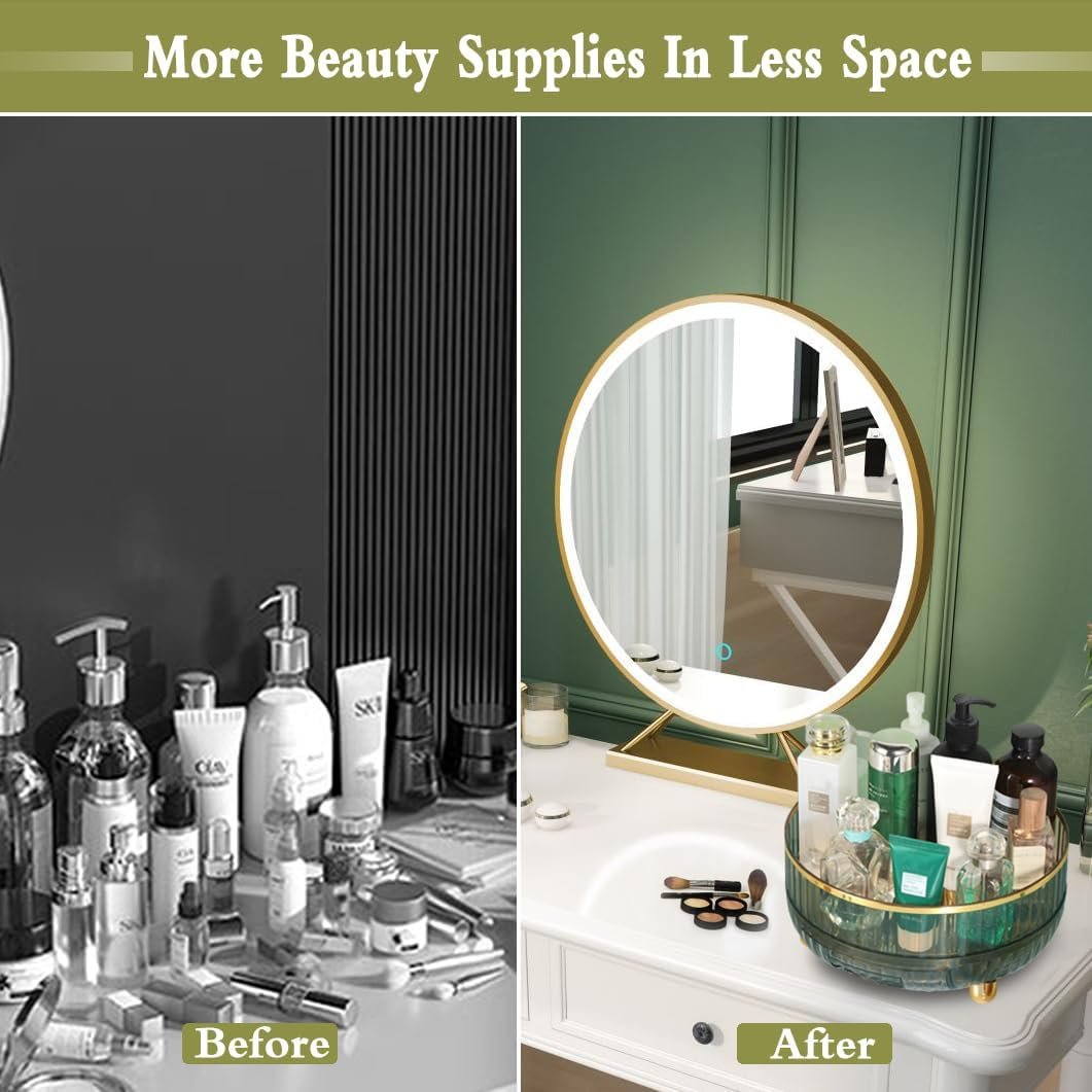 Plastic Acrylic Lazy Susan Cosmetic Organizer with Stand Transparent for Bathroom