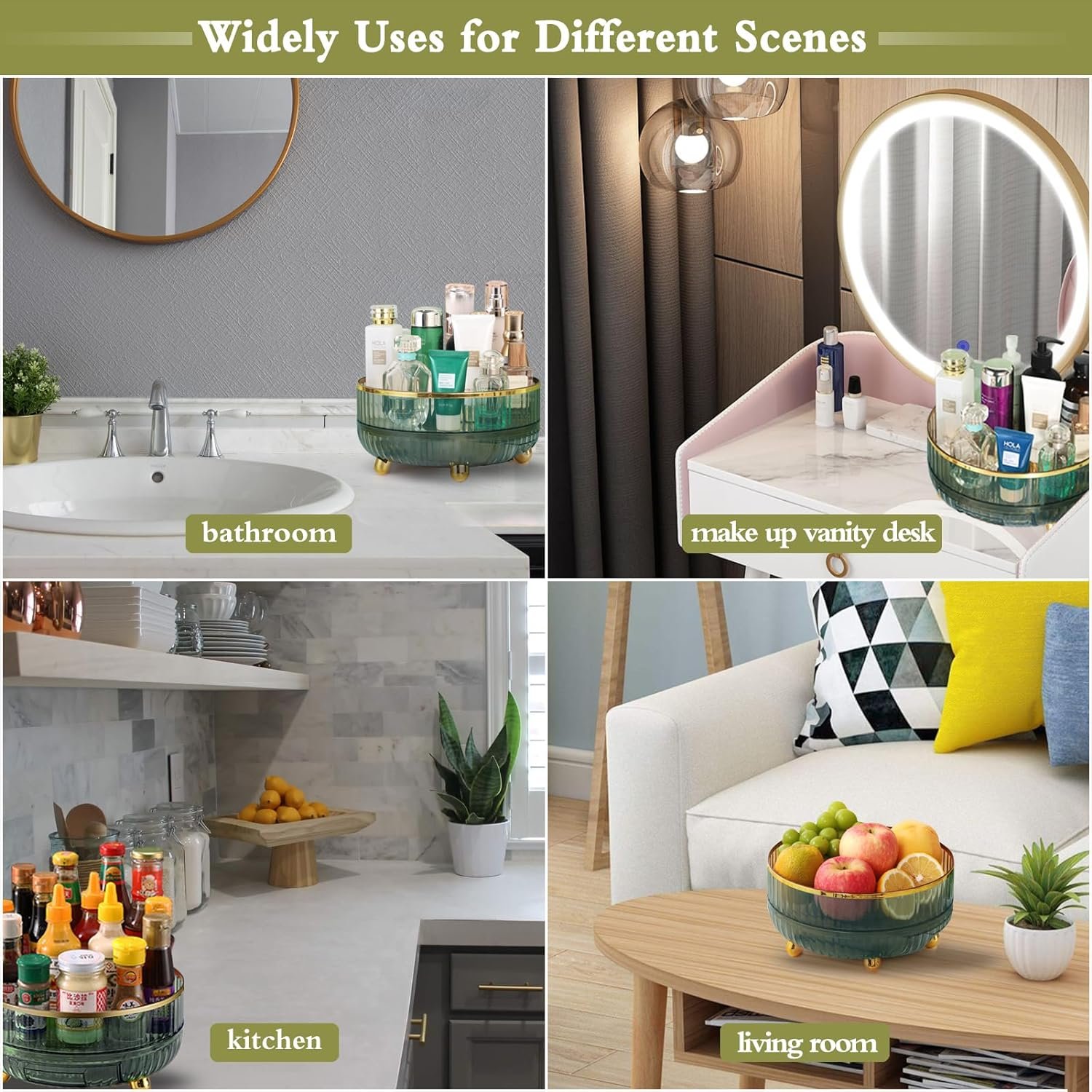 Plastic Acrylic Lazy Susan Cosmetic Organizer with Stand Transparent for Bathroom