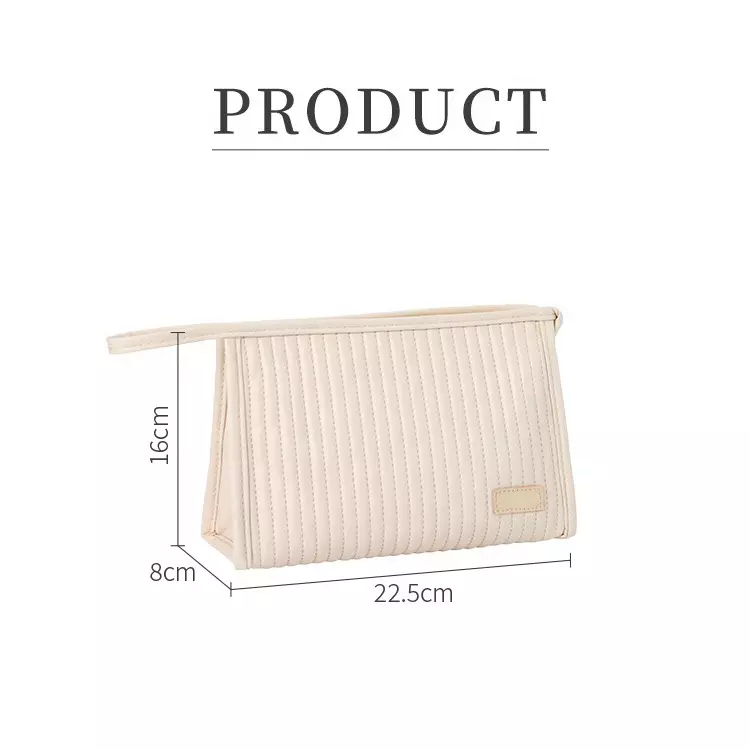 New Design PU Waterproof Custom Luxury Large Capacity Leather Pouch Toiletry Travel Cosmetic Makeup Bag