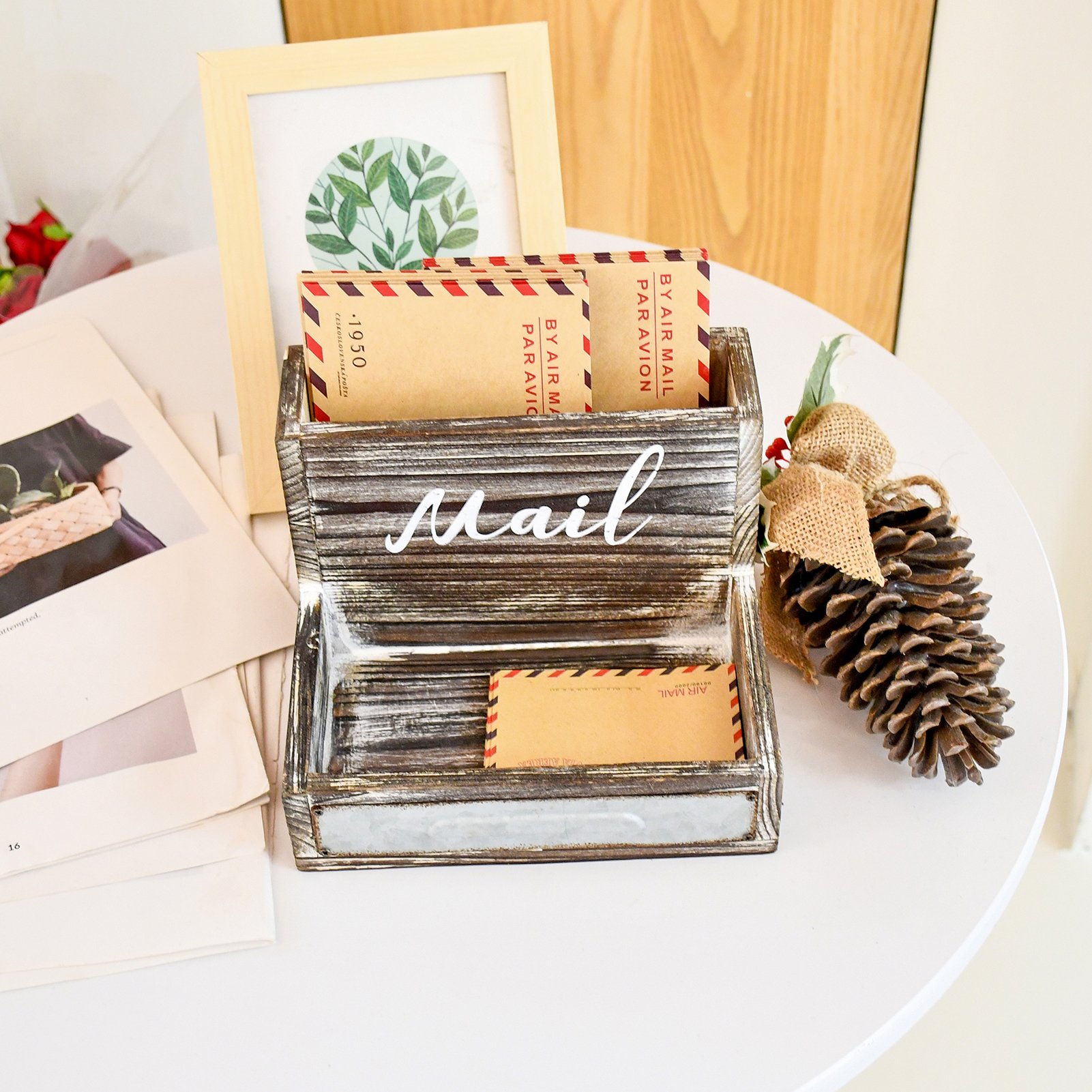 multi functional wooden crafts office desk mails files organizer wooden storage boxes home decoration promotion gifts