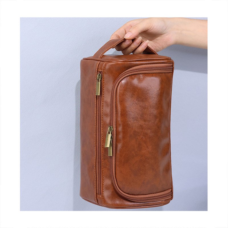 Toiletry Bag for Men Large Travel Toiletries Organizer PU Leather Zipper Cosmetic Bag Bag