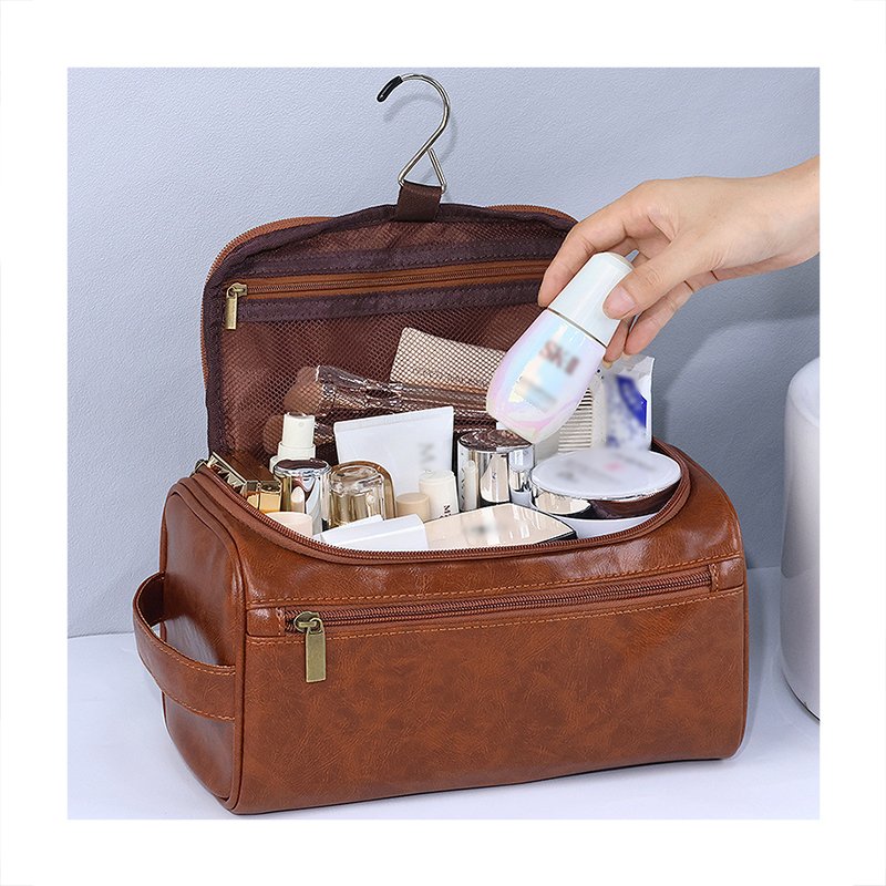 Toiletry Bag for Men Large Travel Toiletries Organizer PU Leather Zipper Cosmetic Bag Bag