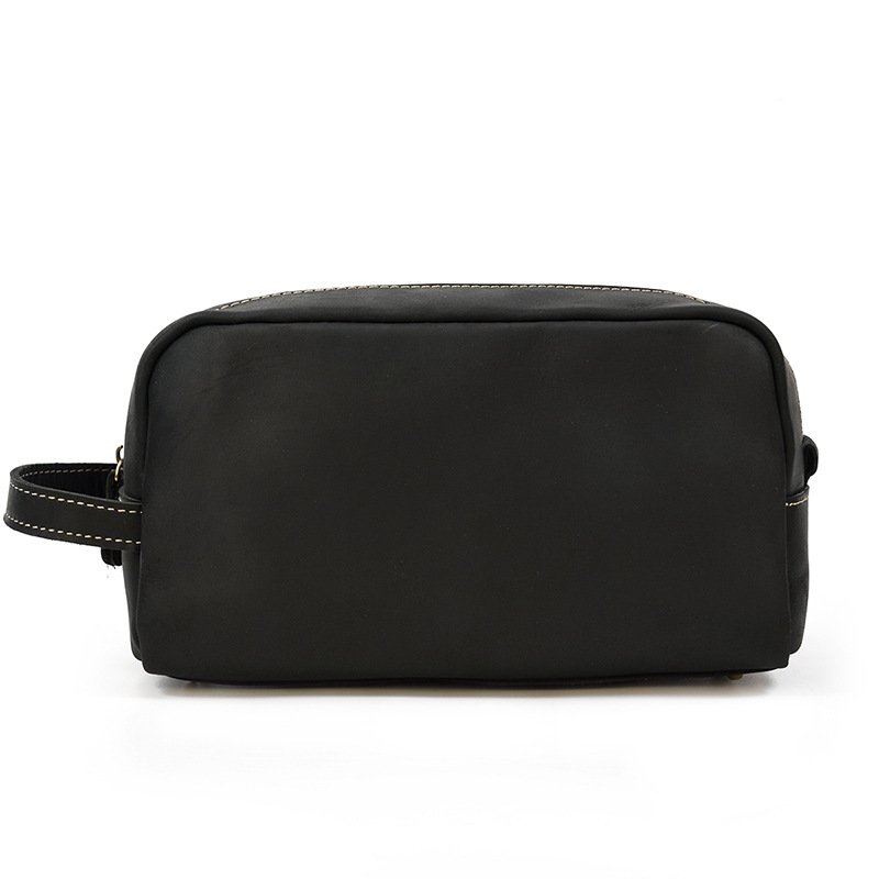 crazy horse leather toiletry bag multi-purpose travel-friendly Zipper Clutches Makeup Bag Cosmetic Bag for men and women