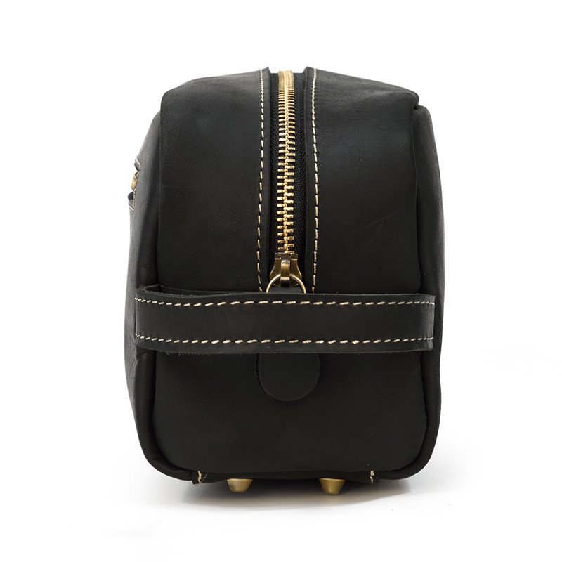 crazy horse leather toiletry bag multi-purpose travel-friendly Zipper Clutches Makeup Bag Cosmetic Bag for men and women