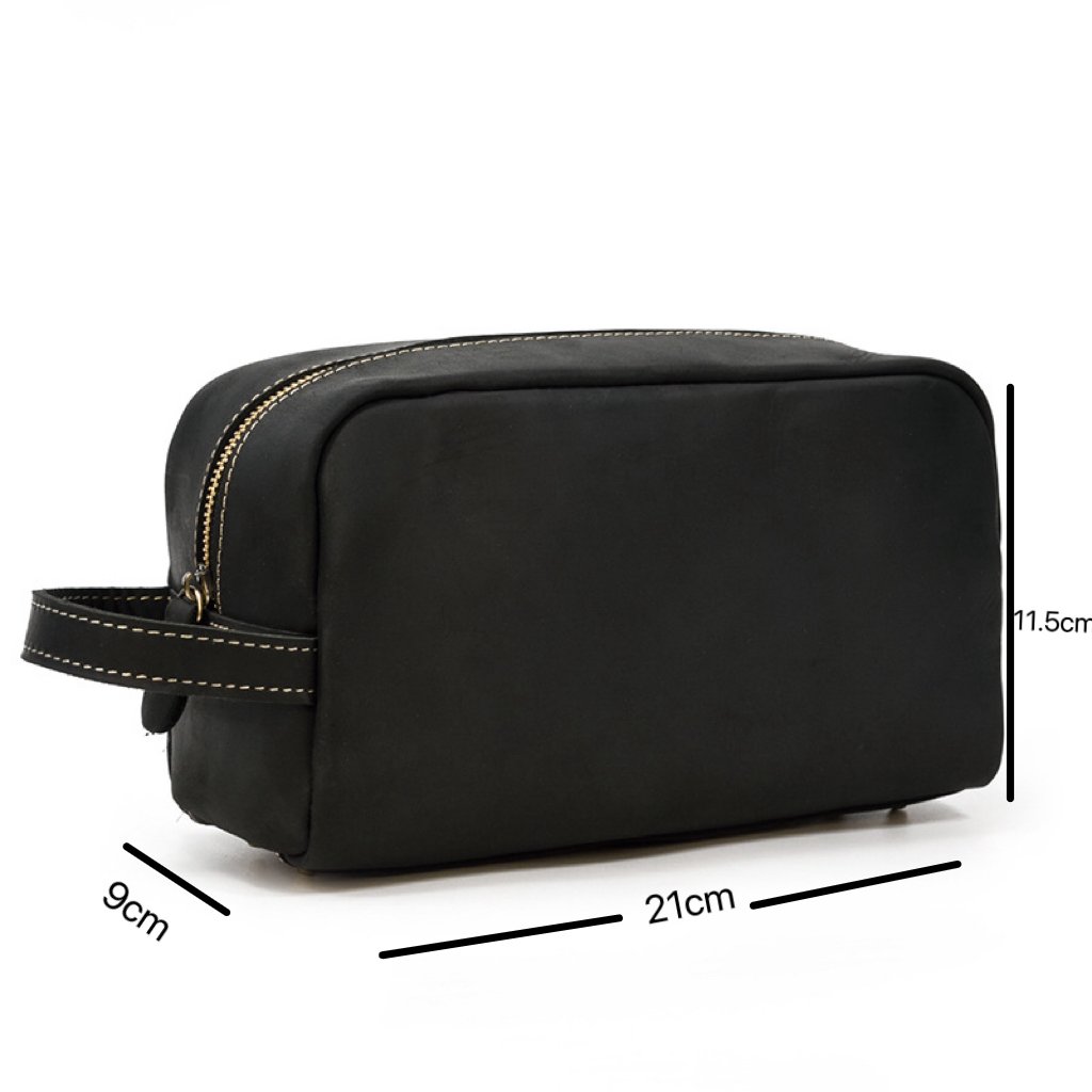 crazy horse leather toiletry bag multi-purpose travel-friendly Zipper Clutches Makeup Bag Cosmetic Bag for men and women