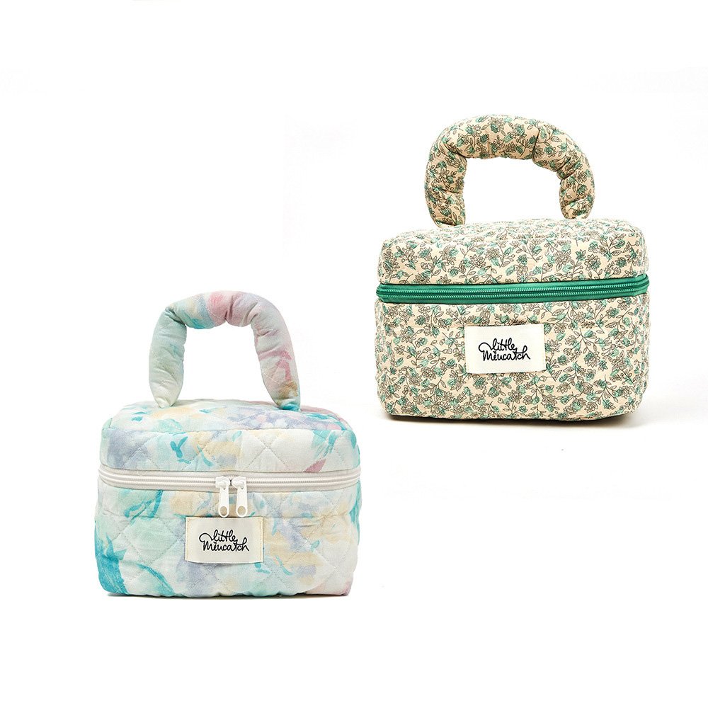 Cute portable quilted travel organizing toiletry bag with customized floral
