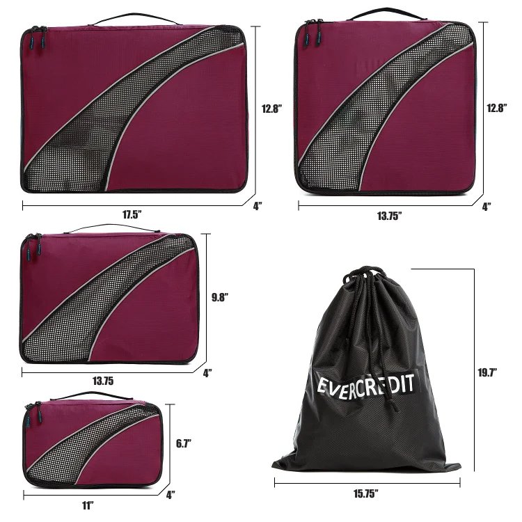 EVERCREDIT Travel Bags Luggage Organizers bag Travel Essentials Compression Cubes duffle bag for Carry on Suitcases