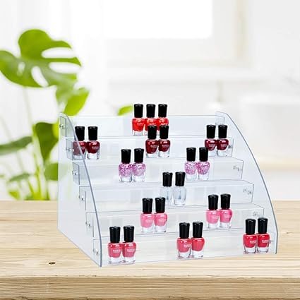 Acrylic Display Racks Elegant 6-Tier Acrylic Nail Polish Display Organizer - Holds 72 Bottles, Ideal for Home and Salon Use