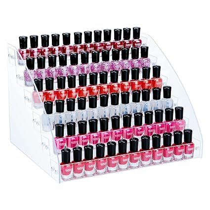 Acrylic Display Racks Elegant 6-Tier Acrylic Nail Polish Display Organizer - Holds 72 Bottles, Ideal for Home and Salon Use