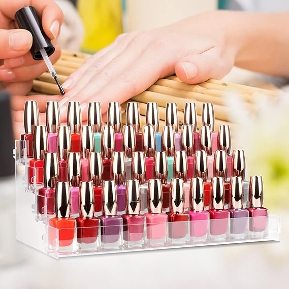 Acrylic Display Racks Elegant 6-Tier Acrylic Nail Polish Display Organizer - Holds 72 Bottles, Ideal for Home and Salon Use