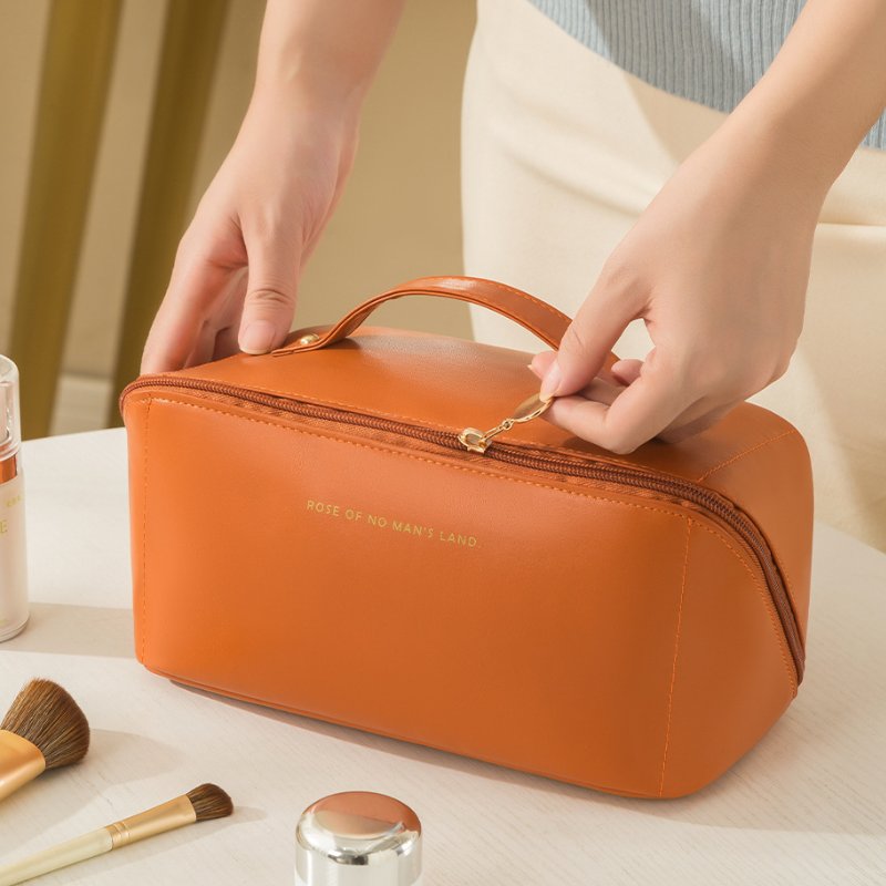 Organ Pillow Cosmetic Bag PU Leather Toiletry Bag Ins High-looking Handbag Travel Portable Makeup Storage Bag