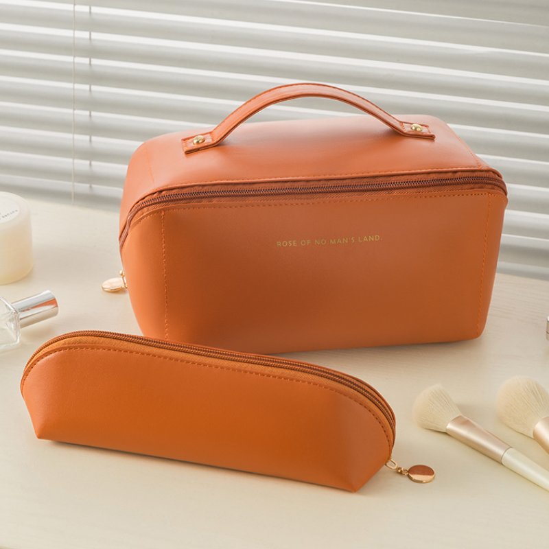 Organ Pillow Cosmetic Bag PU Leather Toiletry Bag Ins High-looking Handbag Travel Portable Makeup Storage Bag