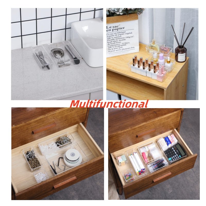 25pcs Clear Drawer Organizers Set Multifunctional Plastic Storage Box Storage Bins For kitchen/bathroom