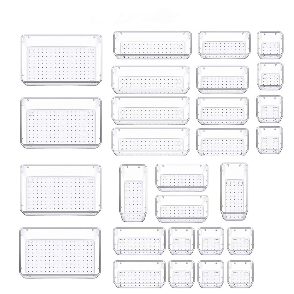 25pcs Clear Drawer Organizers Set Multifunctional Plastic Storage Box Storage Bins For kitchen/bathroom