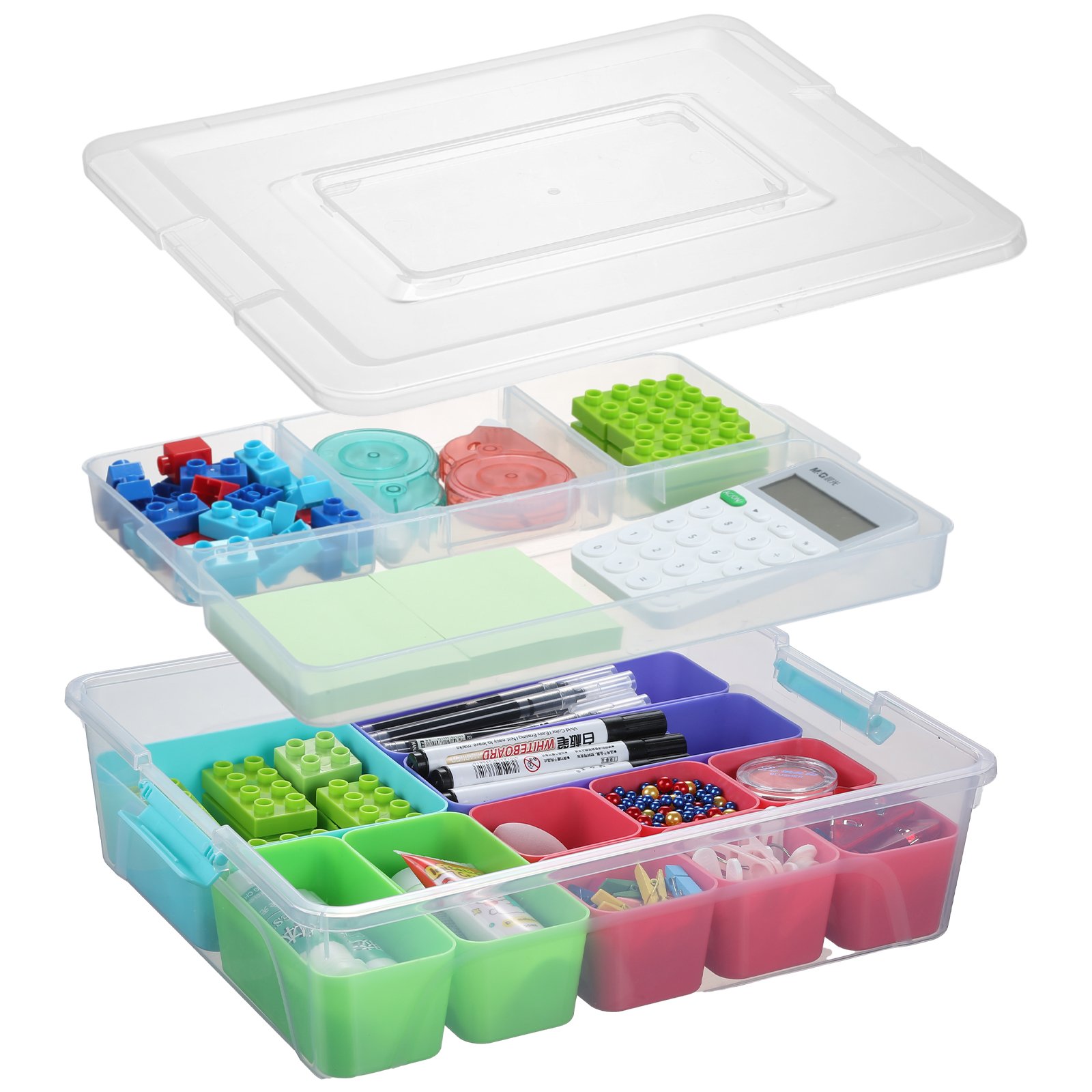 Merryart Plastic Multipurpose Portable Handled craft organizer large Storage Box for Organizing Stationery Art Craft Jewelry