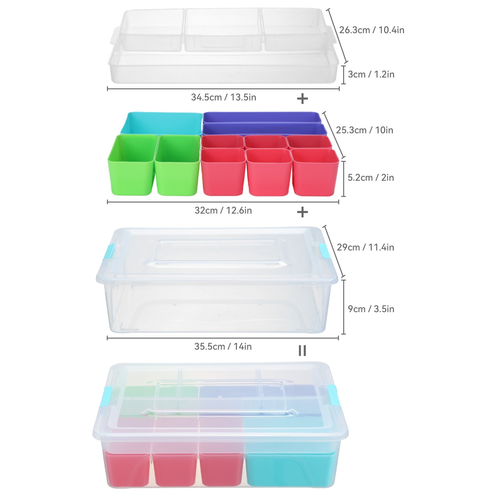 Merryart Plastic Multipurpose Portable Handled craft organizer large Storage Box for Organizing Stationery Art Craft Jewelry