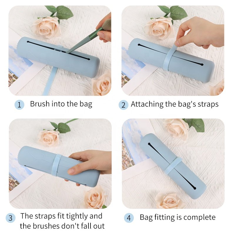 Wellfine Premium Cosmetic Makeup Brush Bag for Foundation Blending Blush Concealer Eye Shadow Cosmetic Makeup Bag