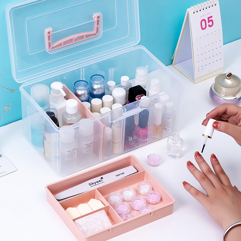 Desktop Powder Skin Care Organizer Air Cushion Manicure Cosmetics Organizer Eye Shadow Makeup Storage Box