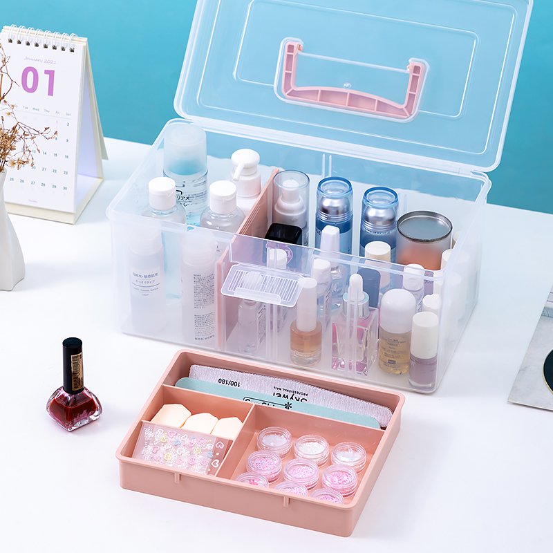 Desktop Powder Skin Care Organizer Air Cushion Manicure Cosmetics Organizer Eye Shadow Makeup Storage Box
