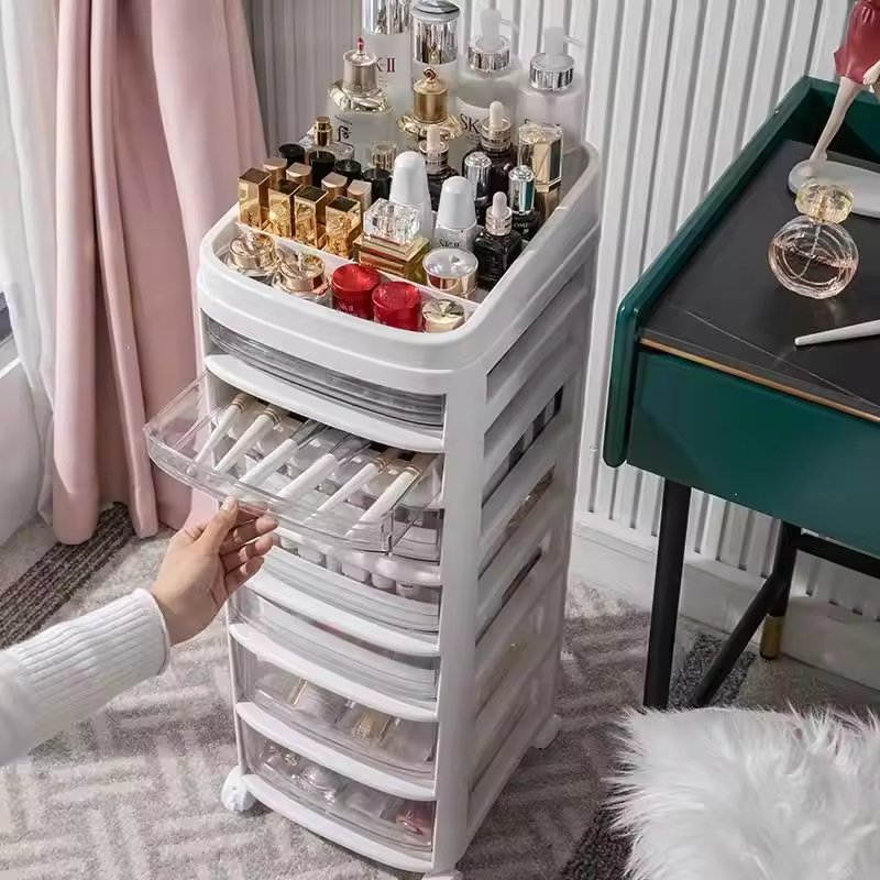 Ready To Ship Desktop Drawer cosmetics Storage Box makeup Organizer Desktop Cosmetics Plastic Storage Box