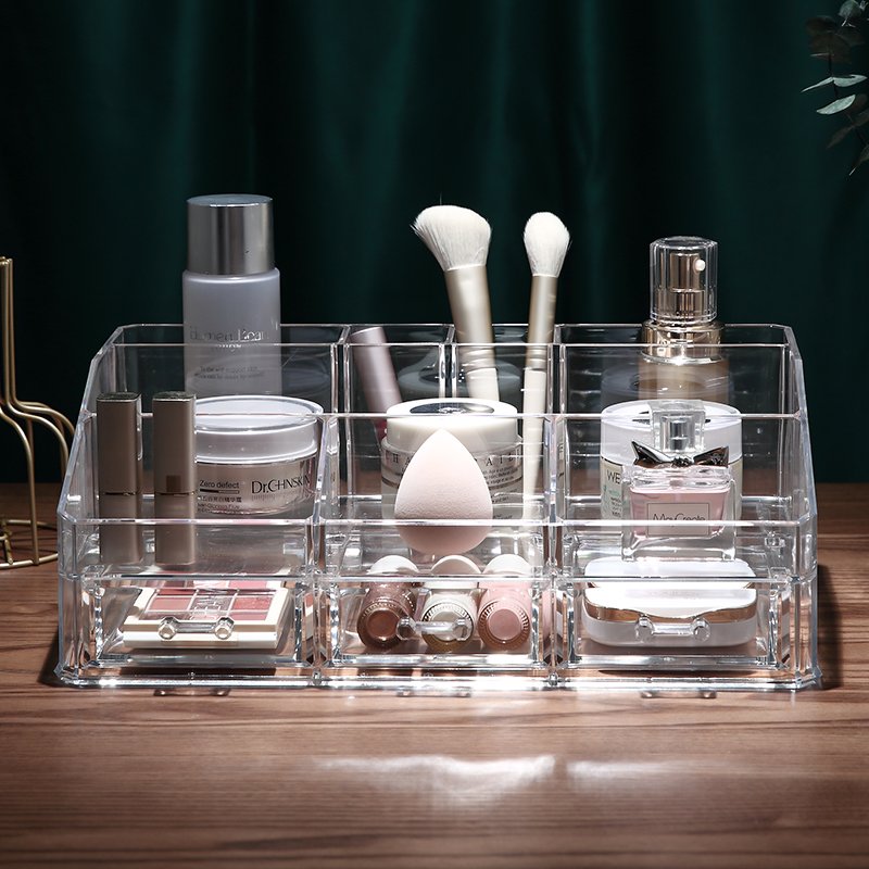 Acrylic makeup organizer for cosmetic case brushes lipstick eyeshadow plastic dresser makeup storage organizer box