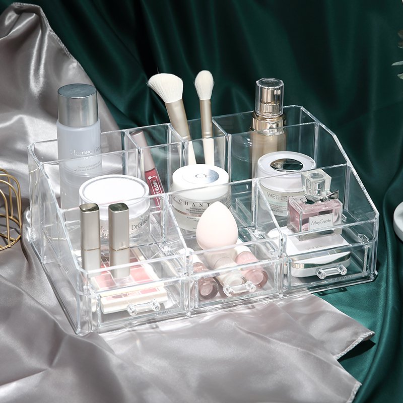 Acrylic makeup organizer for cosmetic case brushes lipstick eyeshadow plastic dresser makeup storage organizer box