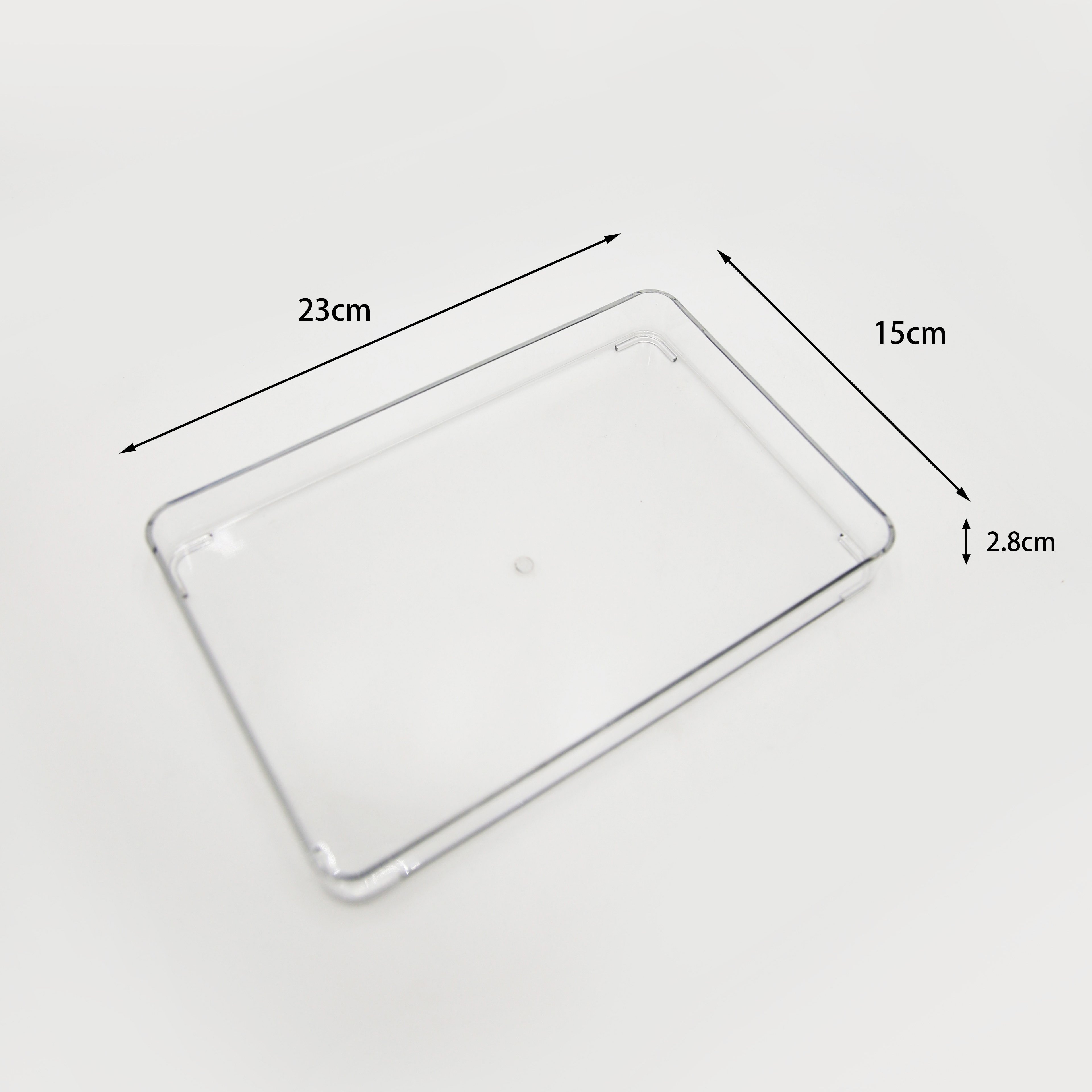 Acrylic Multi-purpose PET Plastic Luxury Transparent Rectangle Bathroom Drawer Cosmetic Storage Tray For Makeup Products