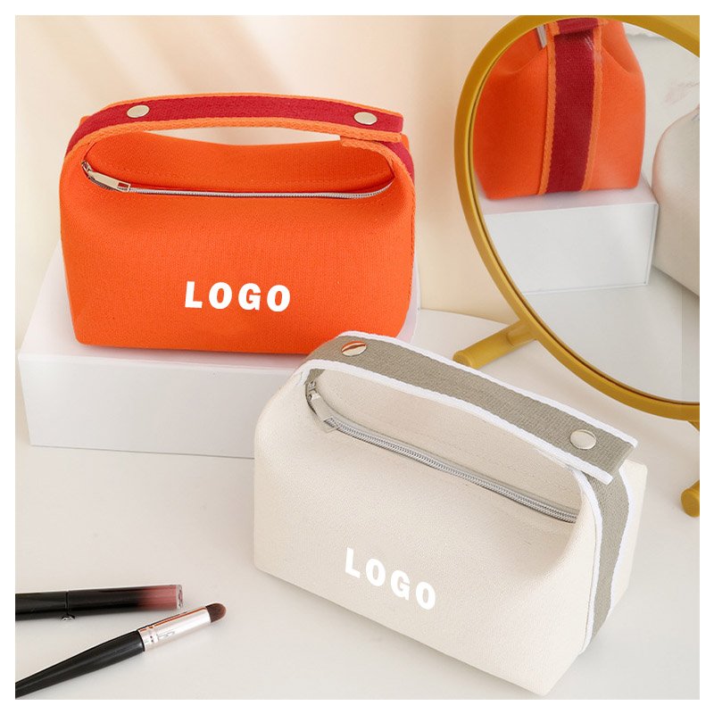 Factory Waterproof Custom Portable Large Capacity Pouch Open Flat Travel Toiletry Bag Makeup Bag Cosmetic Canvas Bags