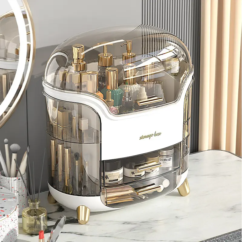 Drawer Cosmetic Storage Box Plastic Desktop Makeup Jewelry Skincare Organizer Bin Wholesale Big Capacity 10 Multifunction Round