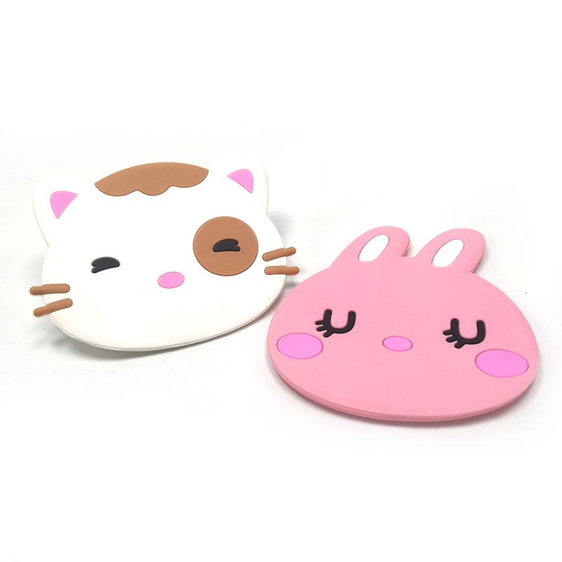 Wholesale Good Quality Custom Cute Cat Mirror Pvc Single Side Makeup Hand Mirror