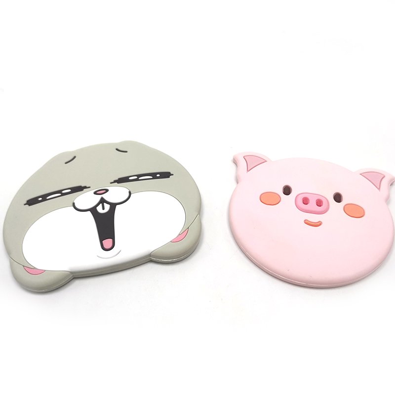Wholesale Good Quality Custom Cute Cat Mirror Pvc Single Side Makeup Hand Mirror