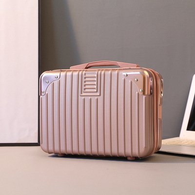 mini makeup bags tool case women slim portable 14inches travel bags hand suitcase Anti-scratch Storage Gold Cosmetic Bag