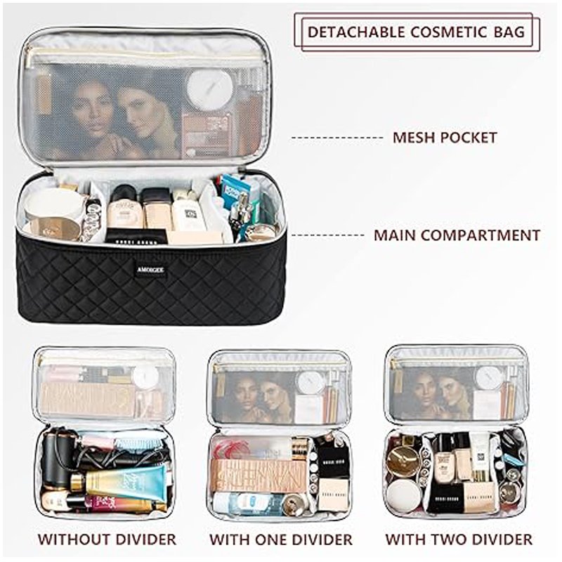 Best-selling black diamond pattern cosmetic bag wholesale large capacity double zipper portable toiletries cosmetic storage bag