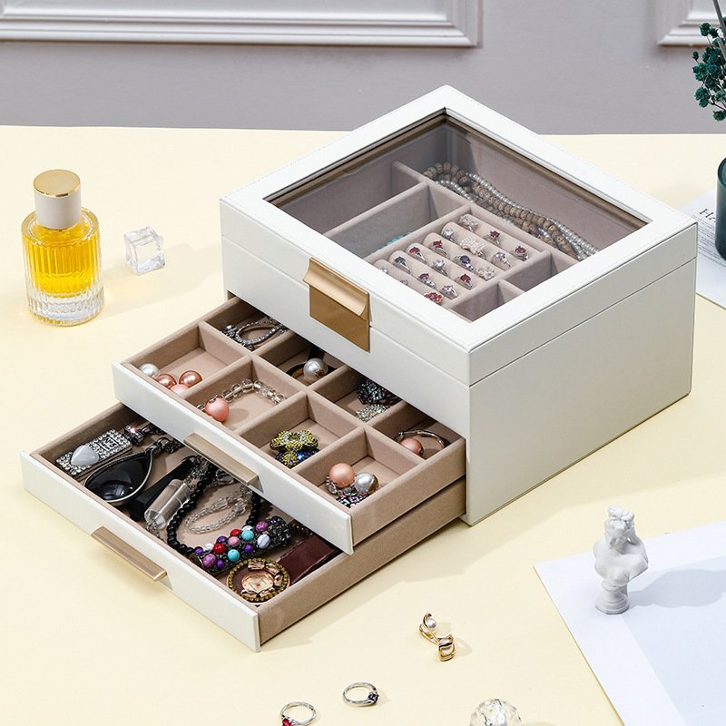 PU Leather Jewelry Storage Organizer jewelry display box Stylish And Well Organized Jewelry Case
