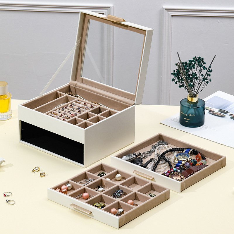 PU Leather Jewelry Storage Organizer jewelry display box Stylish And Well Organized Jewelry Case